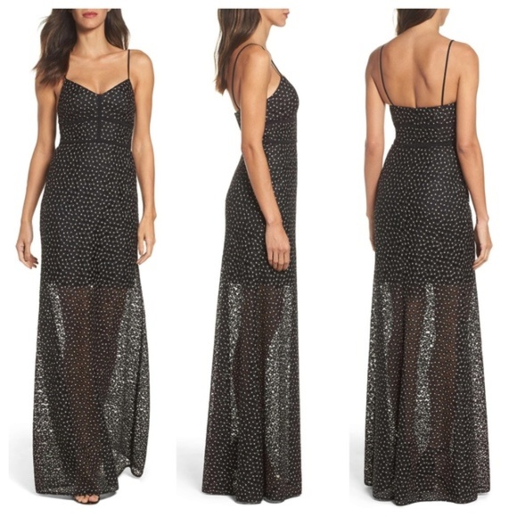 Jill Stuart Dresses & Skirts - Jill Stuart Semi Sheer Black Floral Lace Gown